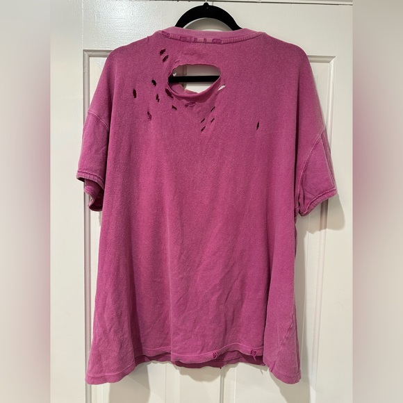 We the Free pink short sleeve distressed torn tee shirt top - Picture 10 of 10